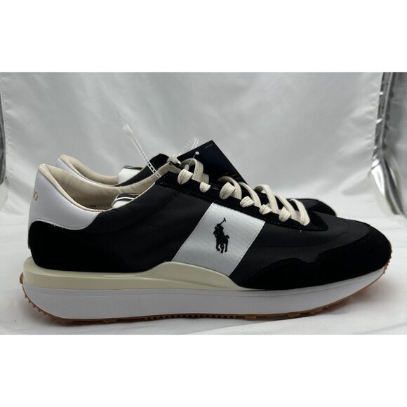 Polo Ralph Lauren Size 14M Train 89 Suede Sneaker Black/White/Gold Pony NWOB main image 6